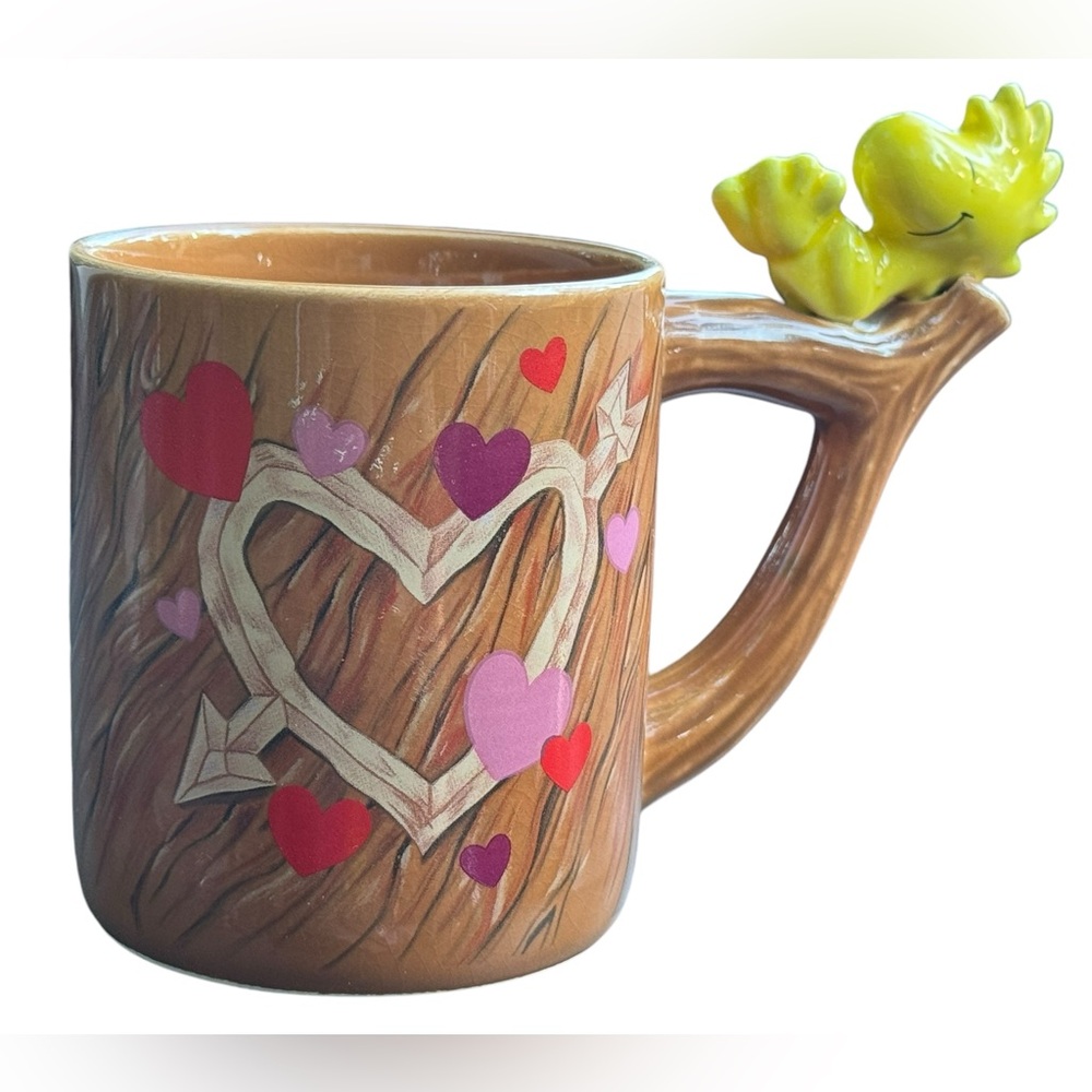 Woodstock Snoopy Coffee Mug Valentines Day Hearts 1972 Teleflora “Wood” Branch